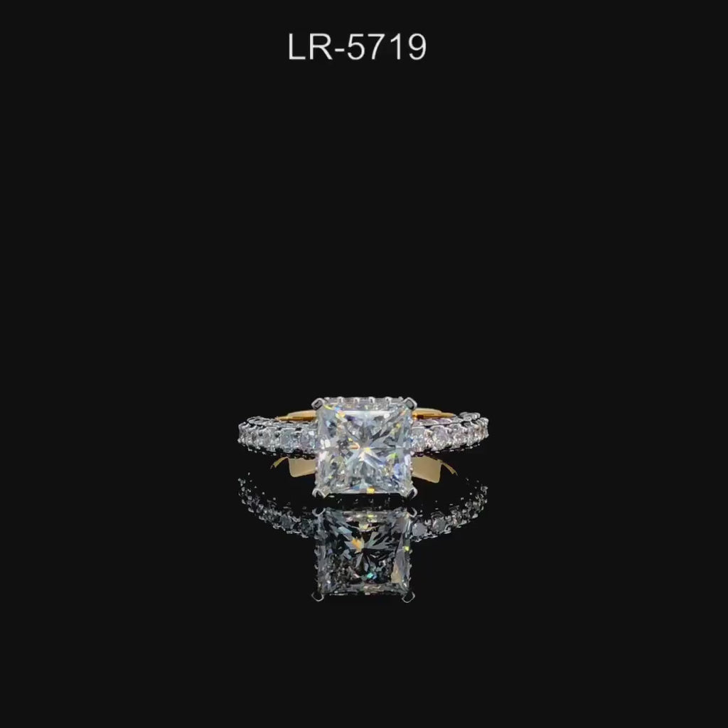 Princess Cut 2.5ct Lab Grown Diamond Engagement Ring: 14K Gold IGI Certified