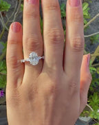 Oval Lab Grown Diamond Engagement Ring | Marquise Side Stones, 14K Gold