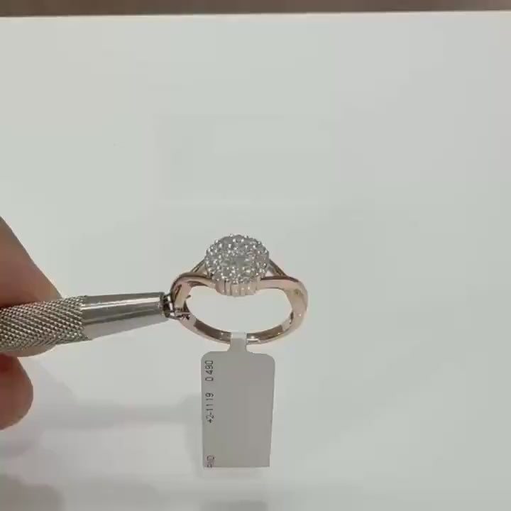 Lab Grown Diamond Cluster Ring: 14K Solid Gold Pave Engagement Ring