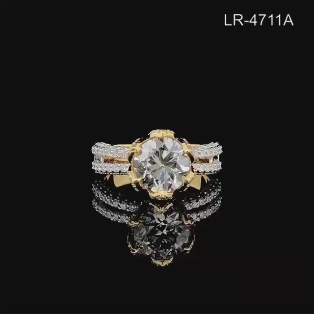IGI Certified 2.0 CT Lab Grown Diamond Engagement Ring: 14K Gold Hidden Halo