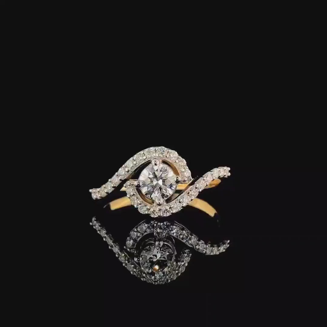 1 Carat Lab Grown Diamond Engagement Ring: 14K Solid Gold Bypass Shank Weeding Ring