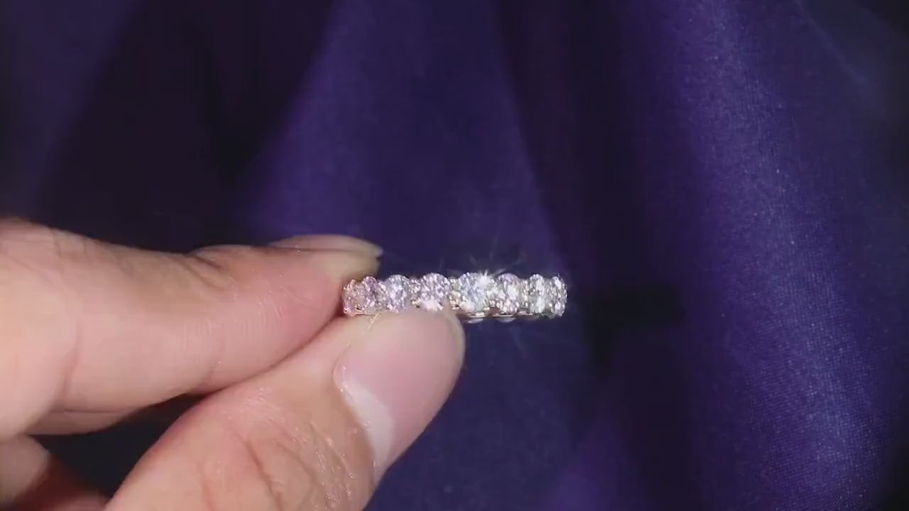14K Solid Gold Full Eternity Ring | Lab Grown Round Diamonds Wedding Band