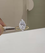 IGI Certified 1.5CTW Lab Grown Diamond Engagement Ring: 14k Gold Oval & Pear Cut