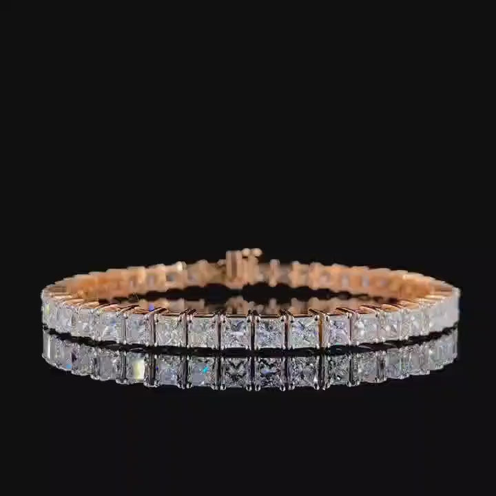 Princess Cut Lab Grown Diamond Tennis Bracelet | 14K Gold, SGL Certified 4.5MM