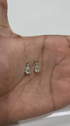 14K Gold Pear Lab Diamond Hoop Charms: IGI Teardrop Dangle Earrings