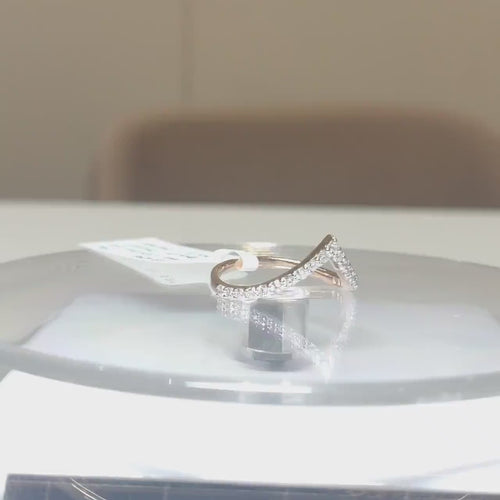 14K Gold Lab Grown Diamond V-Shaped Wedding Band