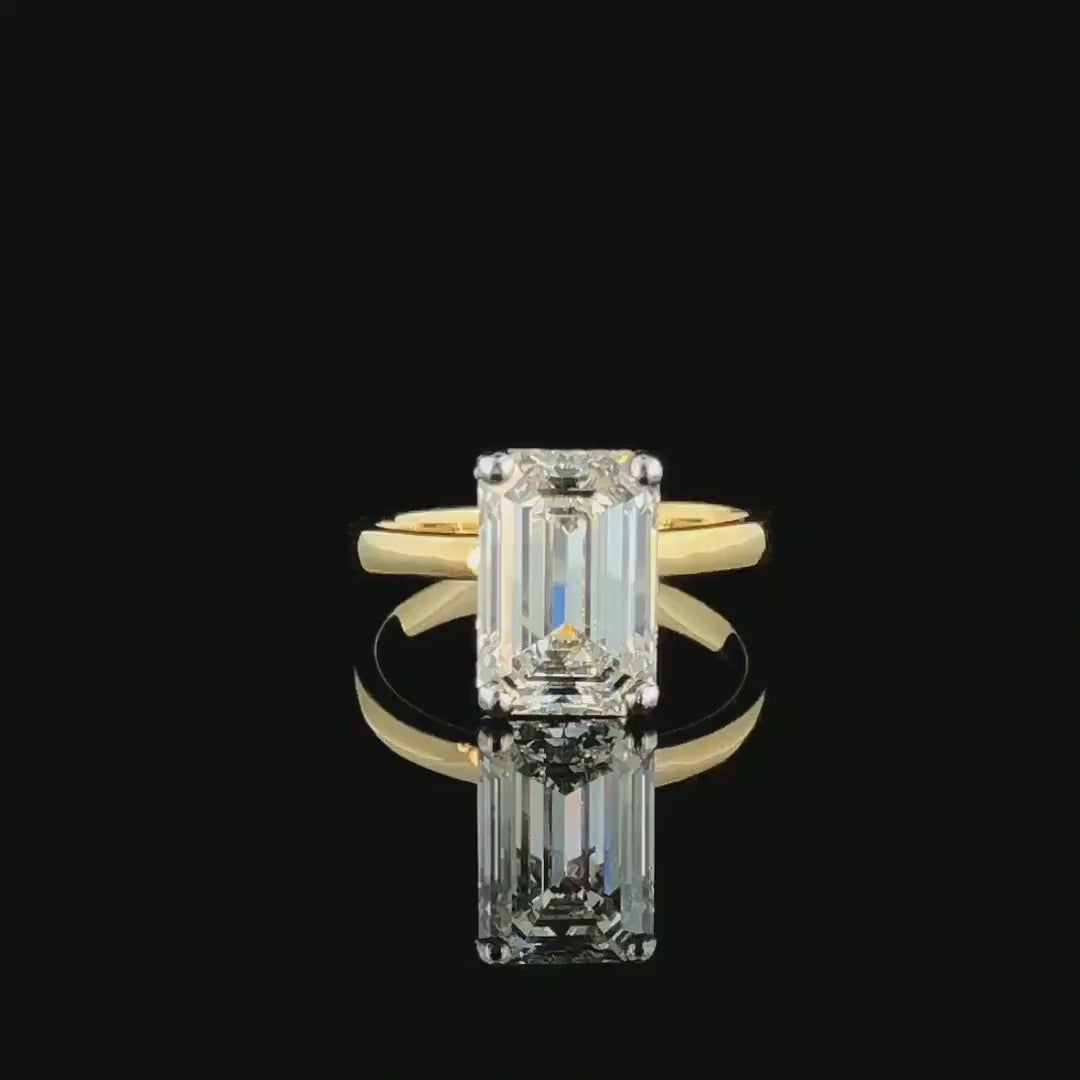 Emerald Cut Lab Grown Diamond Ring | 14K Gold IGI Engagement Ring