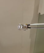 2.00ctw Emerald Cut Lab Grown Diamond Studs: 14K Gold Bezel Earrings