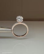 2.30ct Oval Lab Grown Diamond Engagement Ring | 14K Gold Hidden Halo Pavé Band
