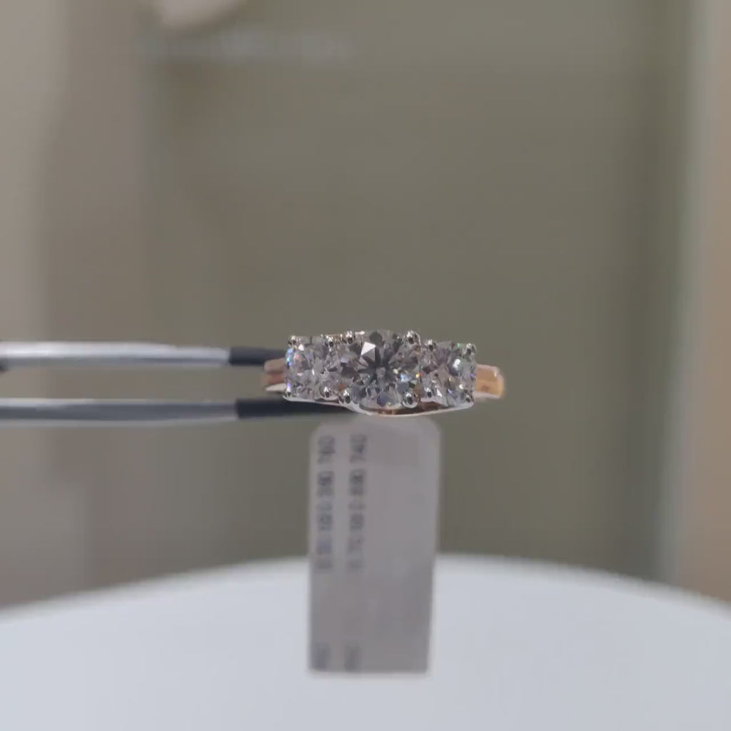 1.50Ct Three Stone Lab Grown Diamond Ring | 14K Gold Engagement Ring
