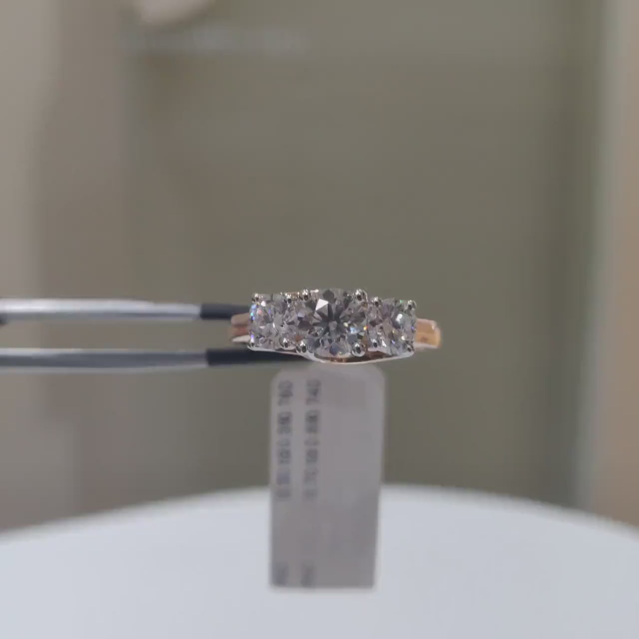 1.50Ct Three Stone Lab Grown Diamond Ring | 14K Gold Engagement Ring