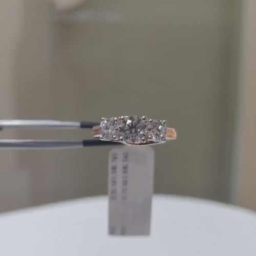 1.50Ct Three Stone Lab Grown Diamond Ring | 14K Gold Engagement Ring